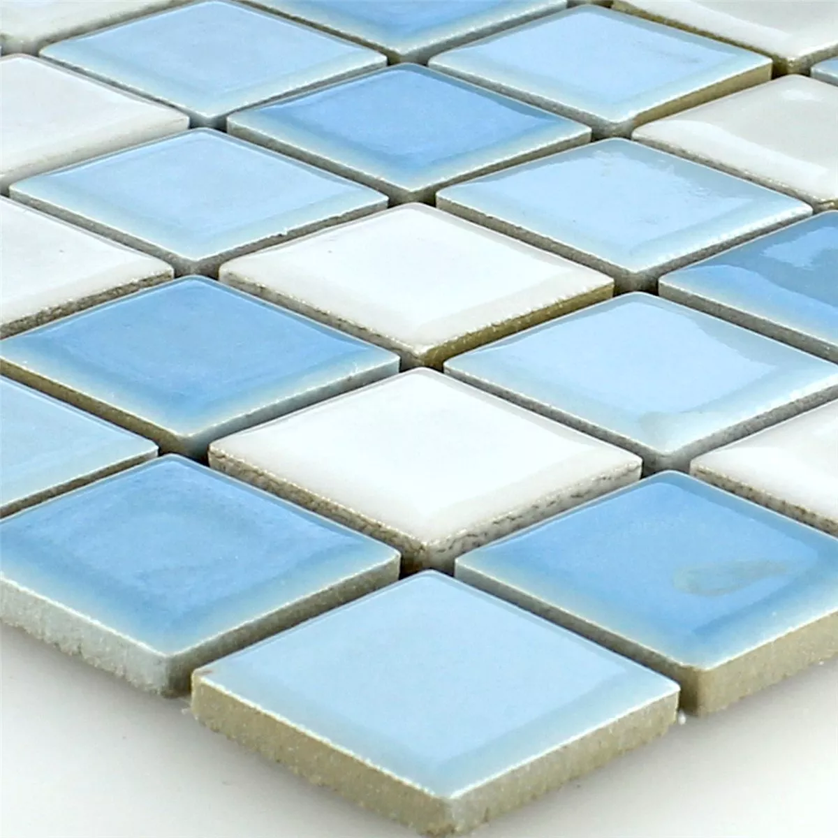 Azulejos De Mosaico Cerámica Bodaway Azul Blanco 25x25x5mm