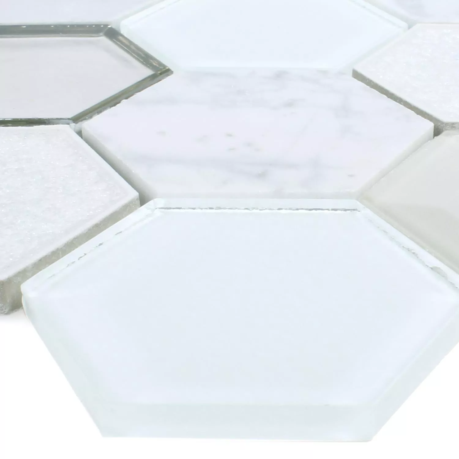 Azulejos De Mosaico Concrete Cristal Piedra Natural 3D Blanco