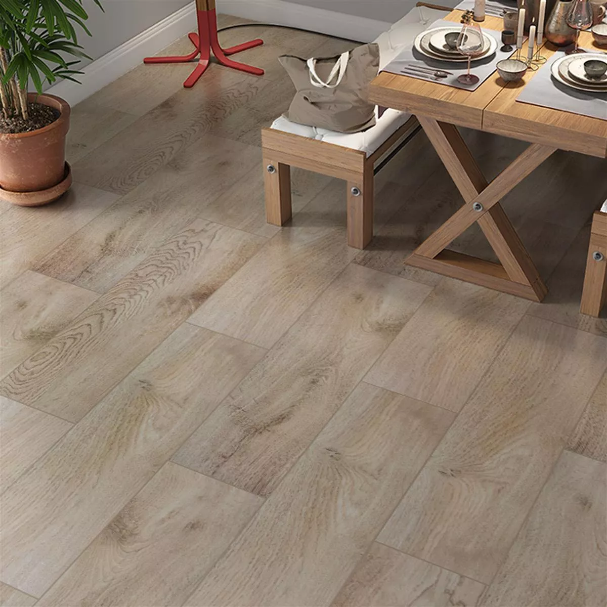 Muestra Pavimentos Aspecto de Madera Caledonia Beige Oscuro 30x120cm 