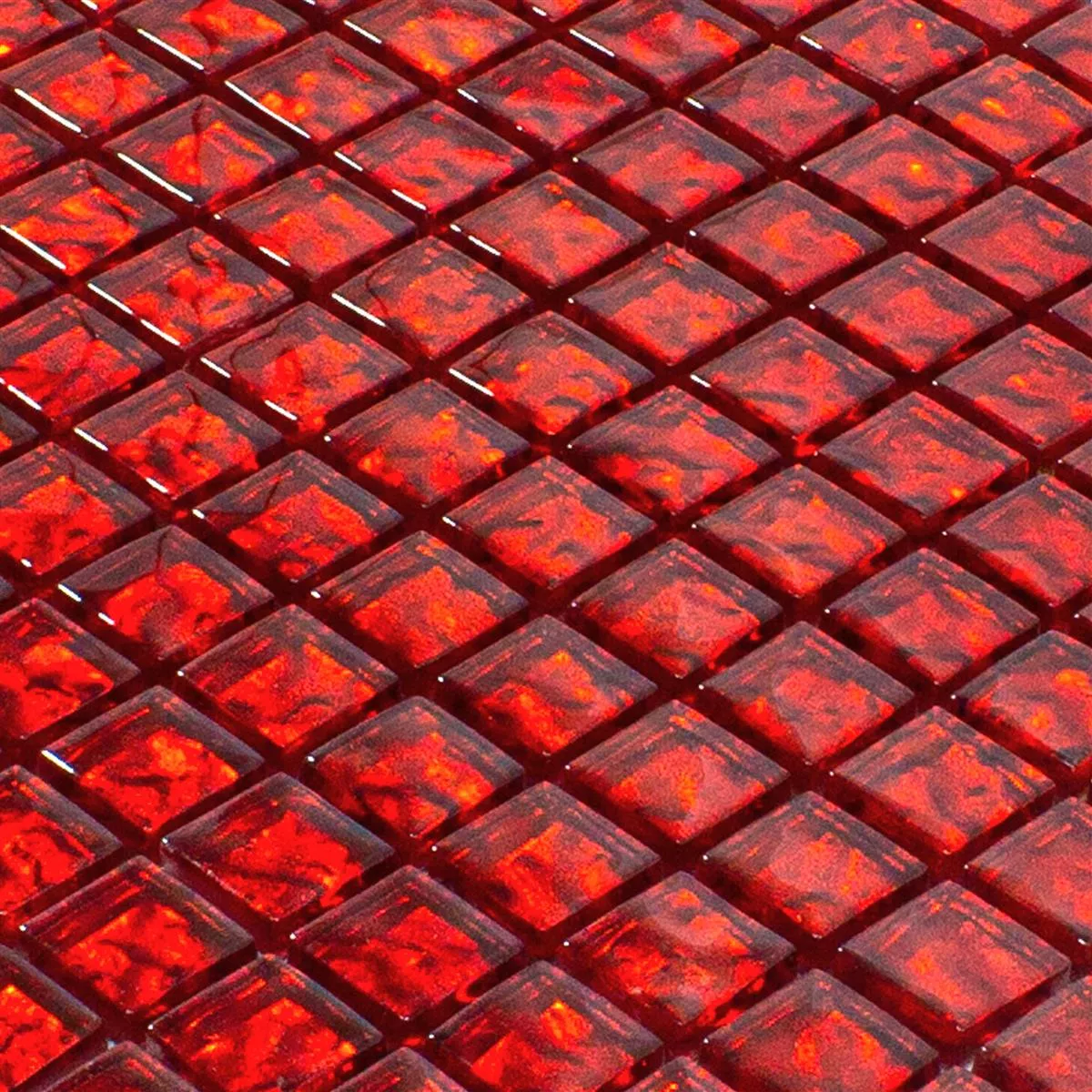 Muestra Mosaico de Cristal Azulejos Santa Cruz Estructurado Rojo