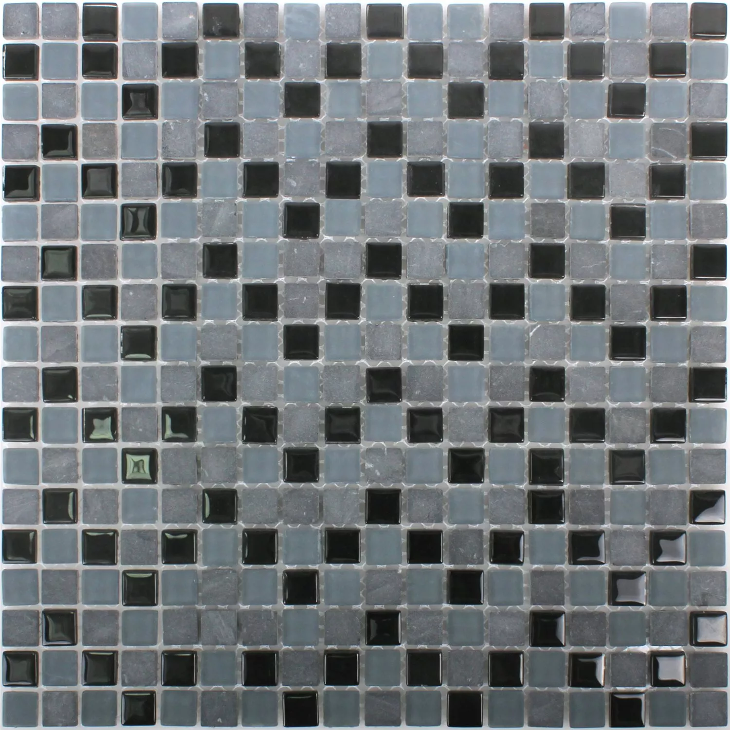 Azulejos De Mosaico Mármol Cristal Mezcla Kobra Negro Gris 15