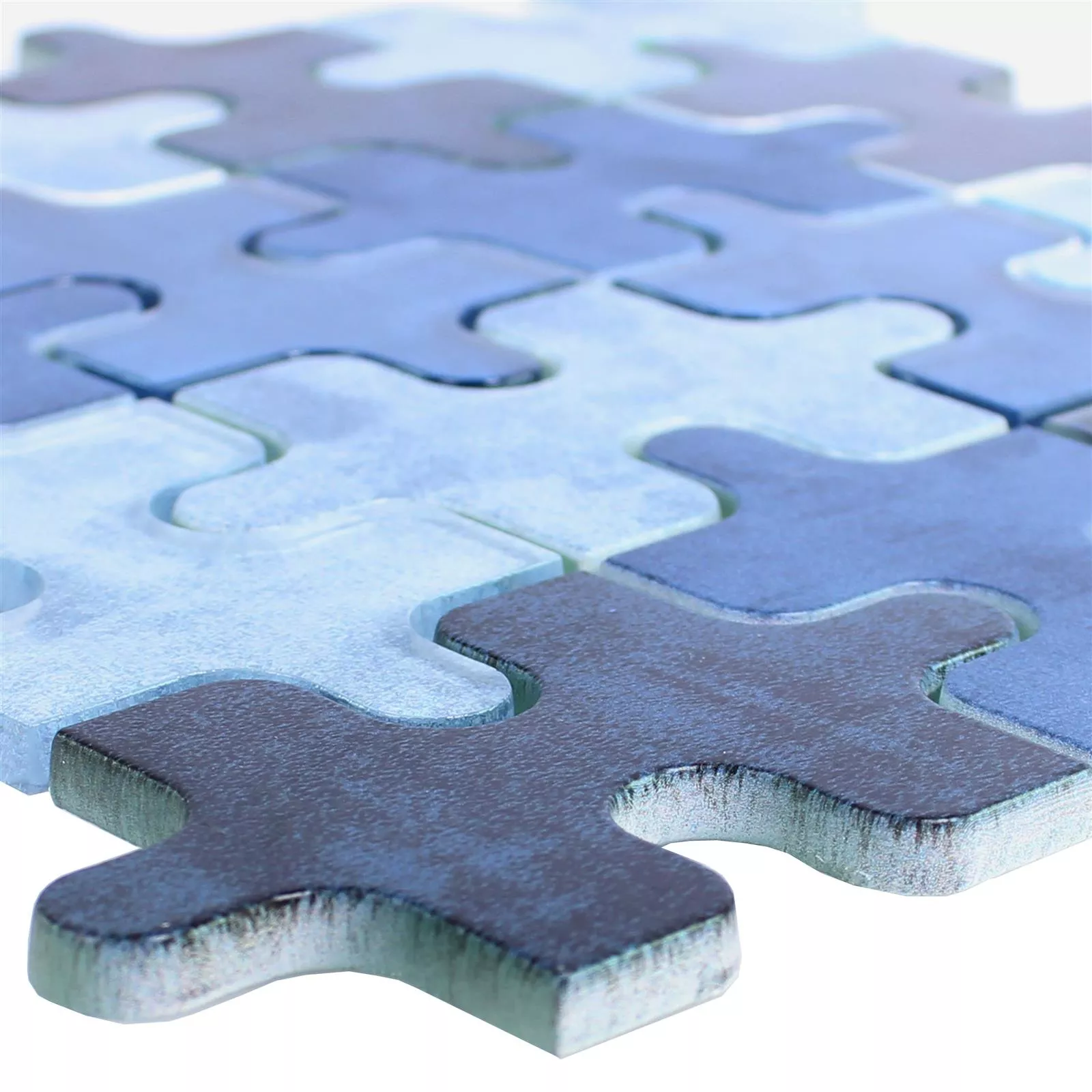 Mosaico De Cristal Azulejos Puzzle Azul