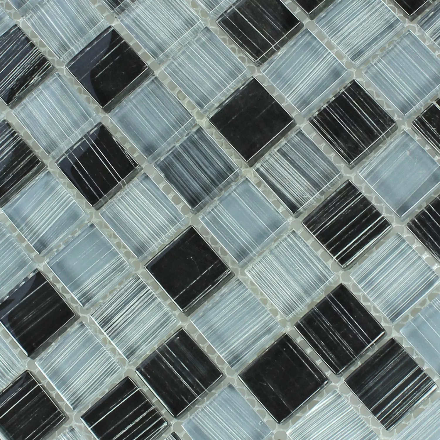 Mosaico De Cristal Azulejos Raya Negro Gris