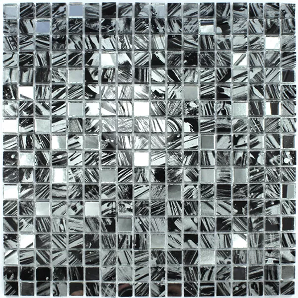 Mosaico De Cristal Espejo Gris Jaspeado 15x15x6mm