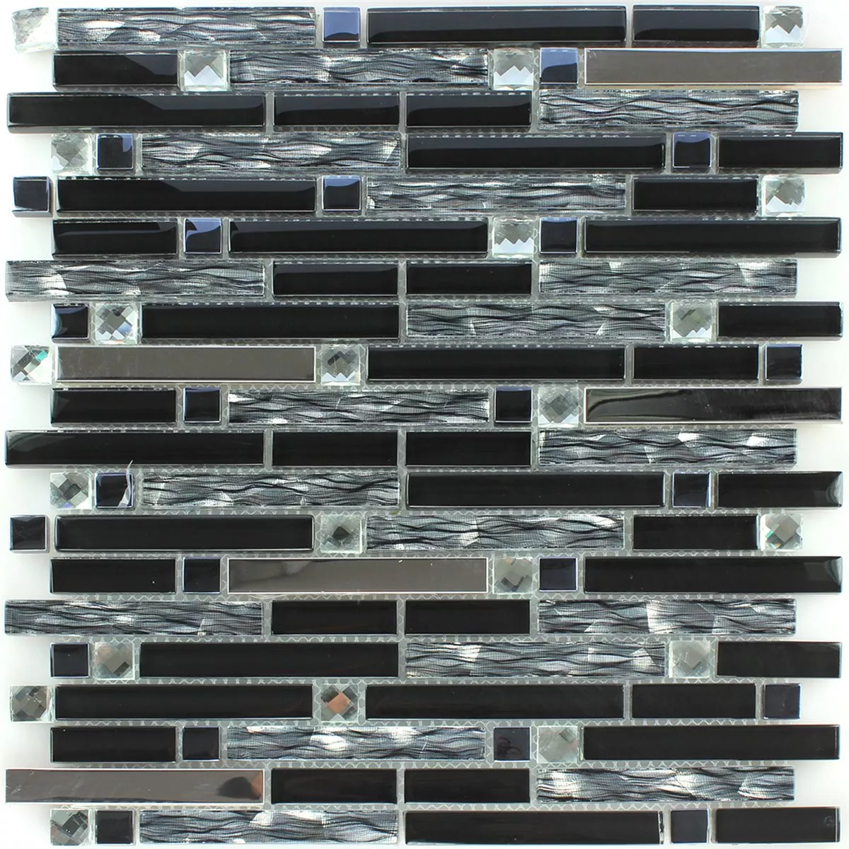 Muestra Azulejos De Mosaico Acero Inoxidable Metal Malaya Negro Composite
