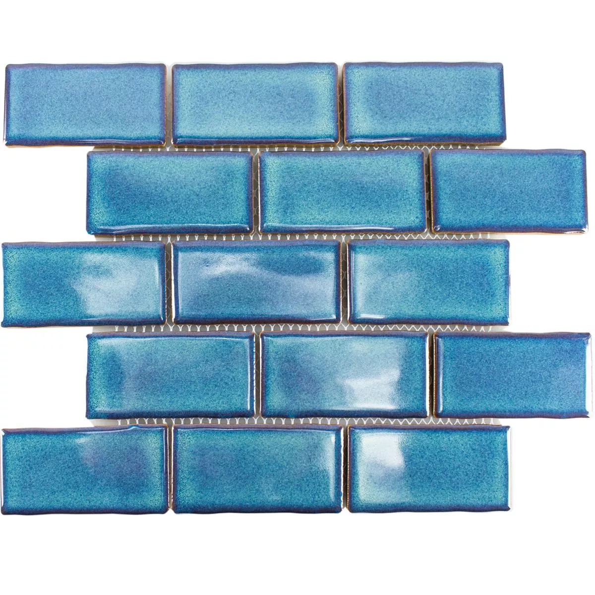 Cerámica Azulejos De Mosaico Florenz Hecho A Mano Azul