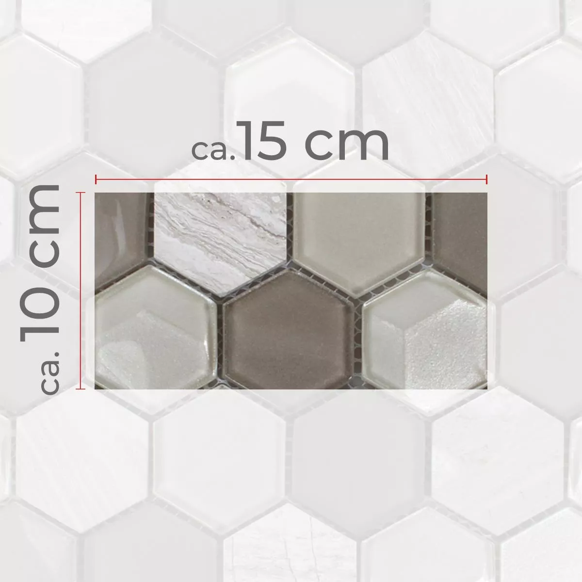 Muestra Azulejos De Mosaico Cristal Piedra Natural Hexagonales Gris Claro 3D