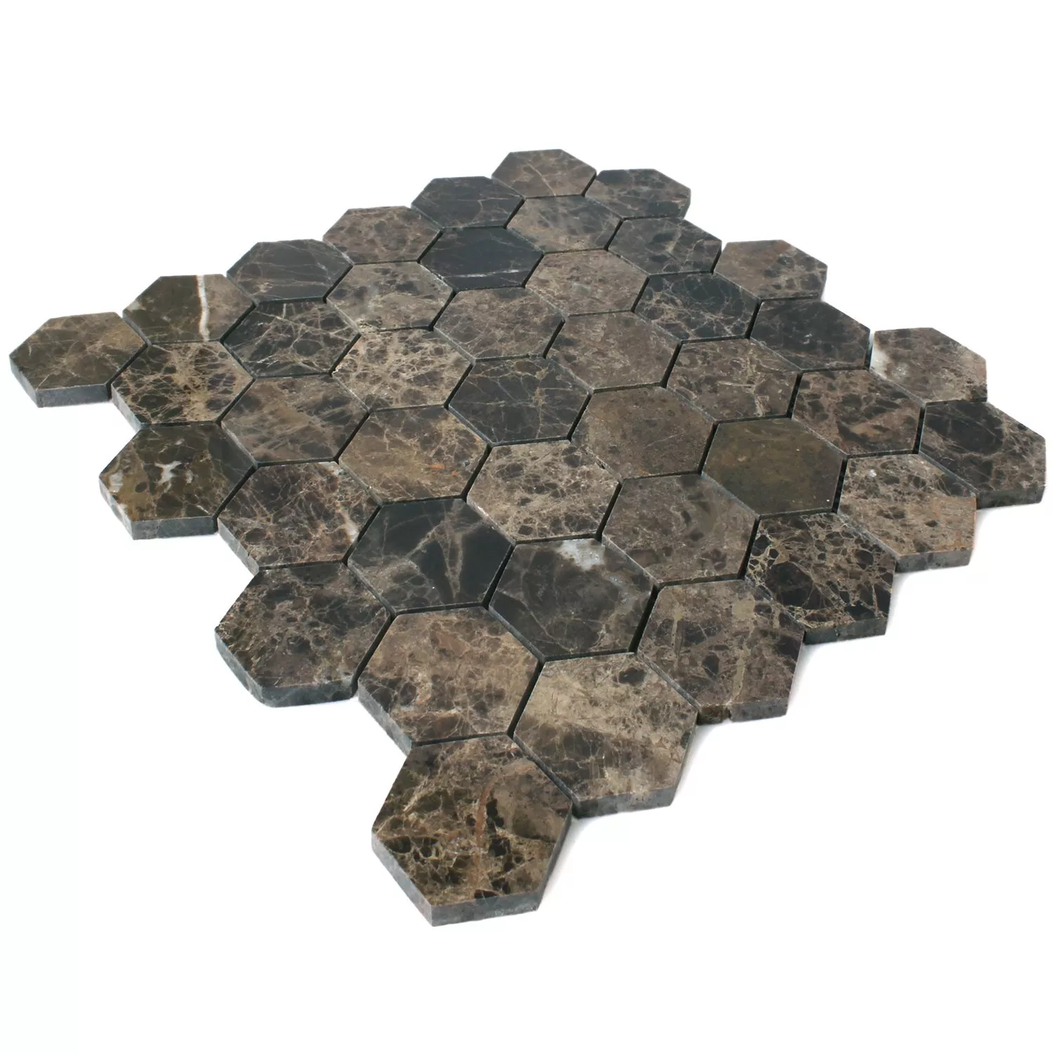 Azulejos De Mosaico Mármol Xalapa Hexagonales Emperador Pulido