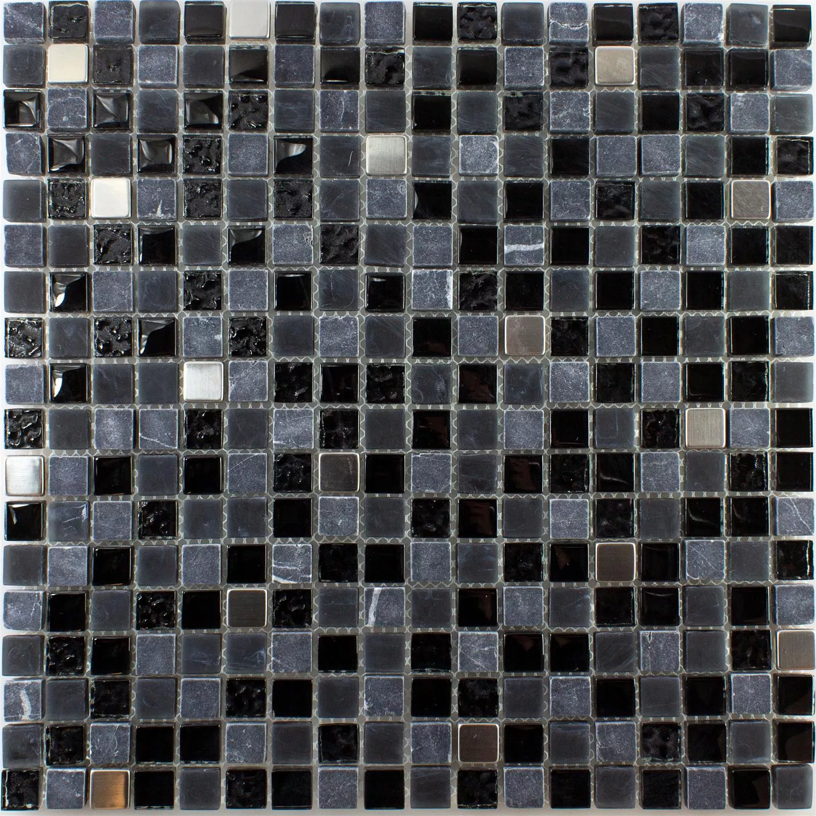 Cristal Piedra Natural Acero Inoxidable Mosaico Kosovo Negro Plateado