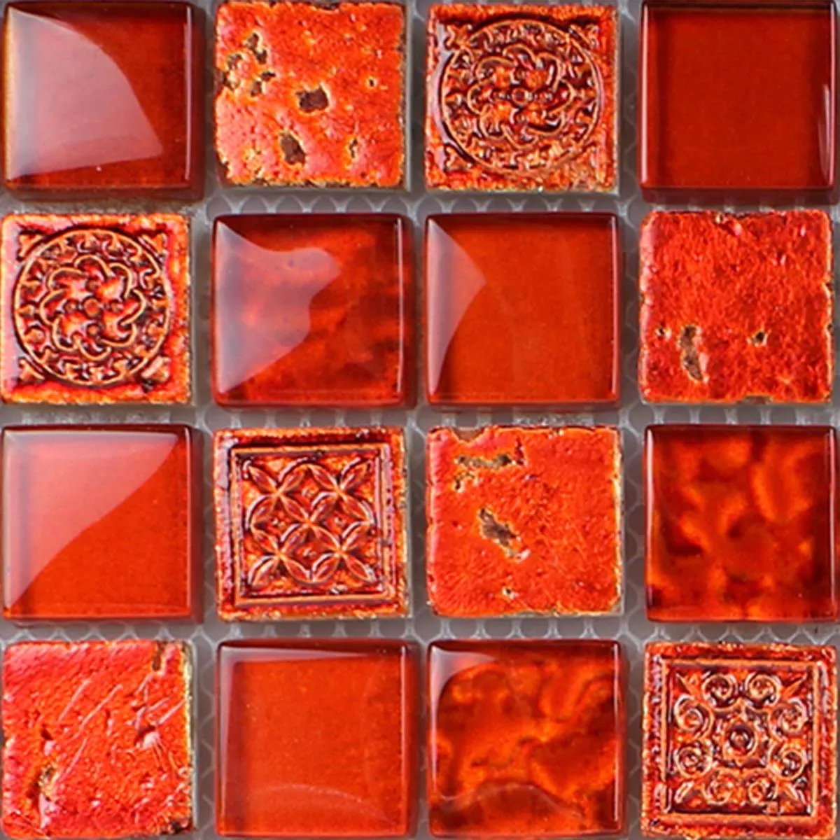 Muestra Azulejos De Mosaico Georgia Cristal Piedra Natural Mezcla Rojo