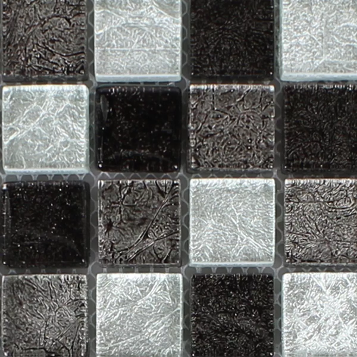 Muestra Mosaico De Cristal Azulejos Curlew Negro Plateado 