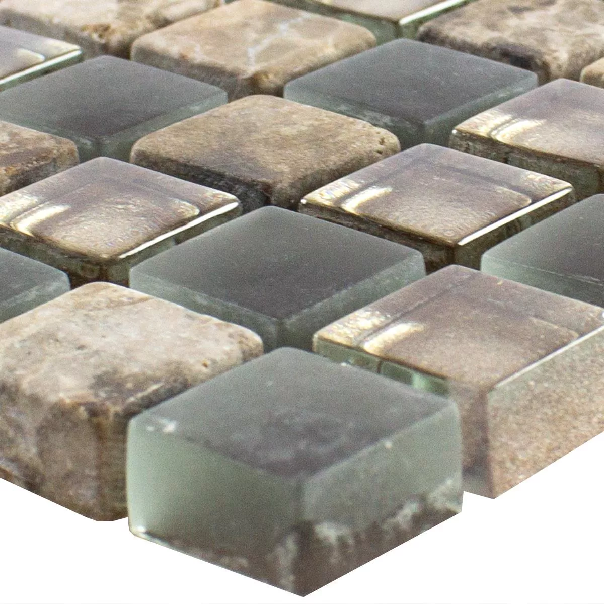 Muestra Vidrio Piedra Natural Mosaico Azulejos Hayrabey Marrón Oscuro
