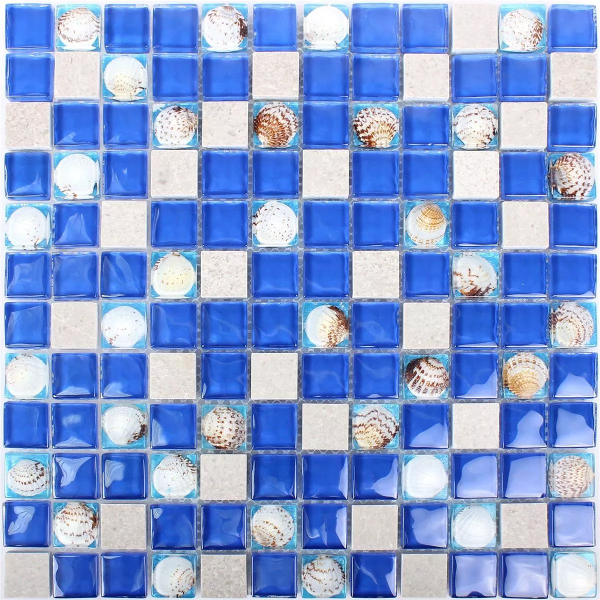 Mosaico De Cristal Azulejos De Piedra Natura Tatvan Concha Azul Gris