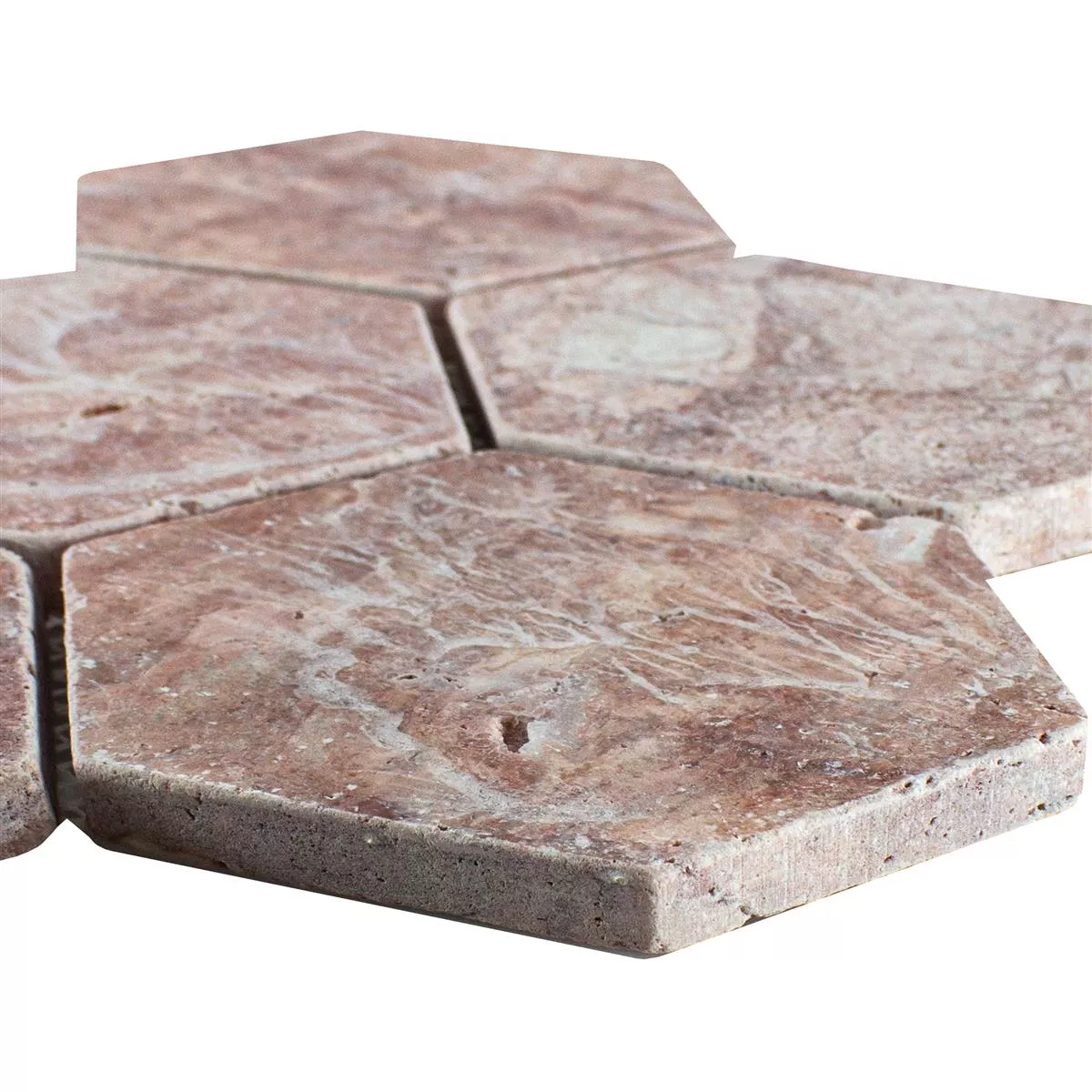 Travertino Piedra Natural Azulejos De Mosaico Mercado Hexagonales Rojo Travertino Piedra Natural Azulejos De Mosaico Mercado Hexagonales Rojo