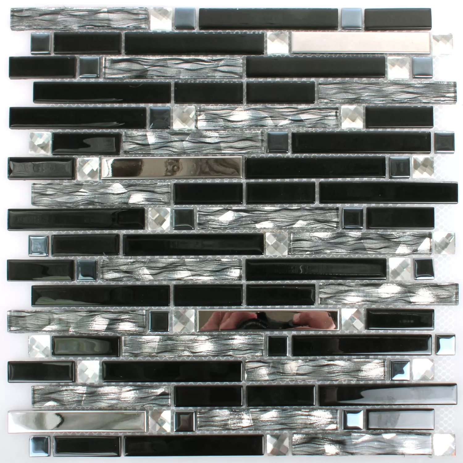 Azulejos De Mosaico Malaya Negro Plateado Composite