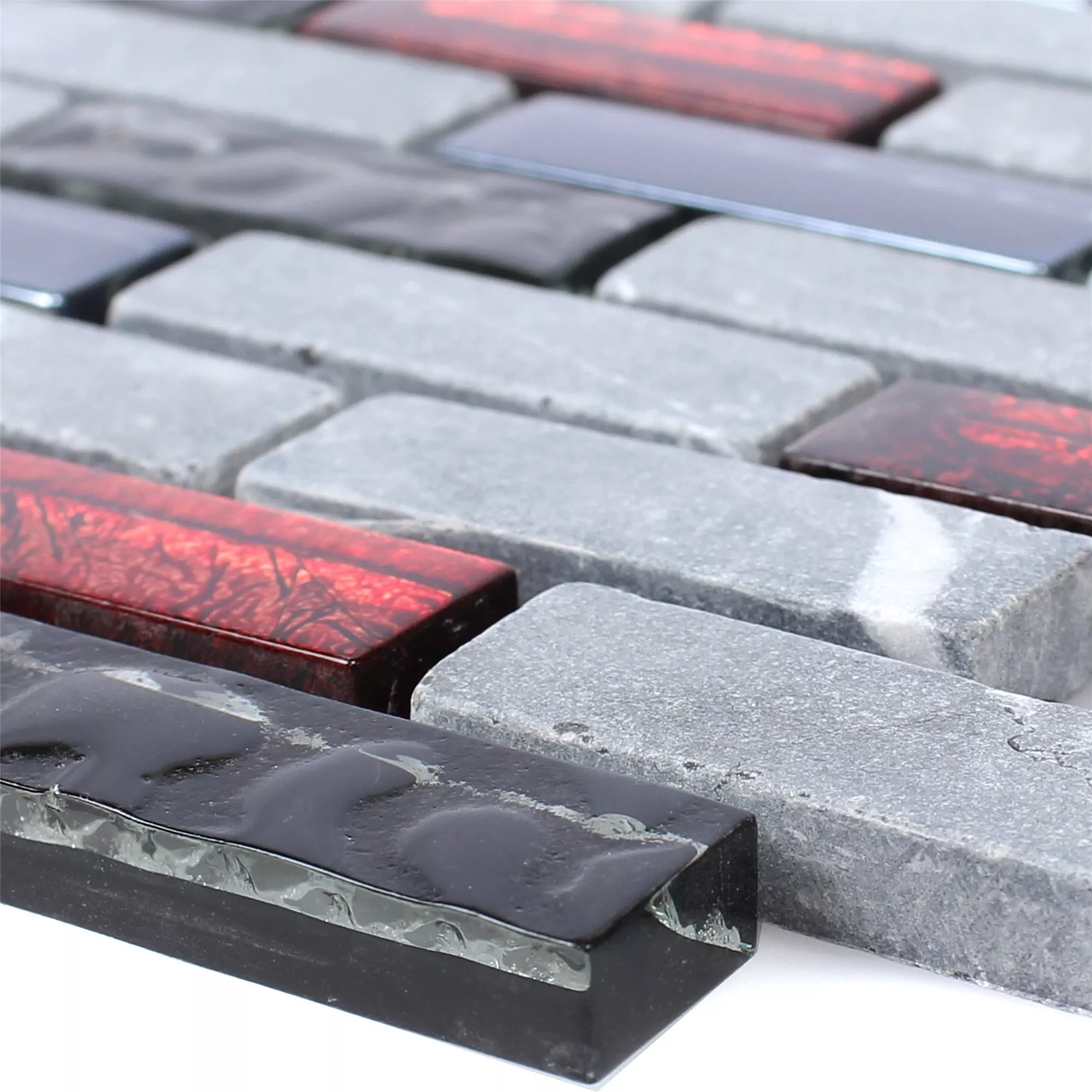 Mosaico De Cristal Azulejos De Piedra Natura Marley Negro Rojo Gris
