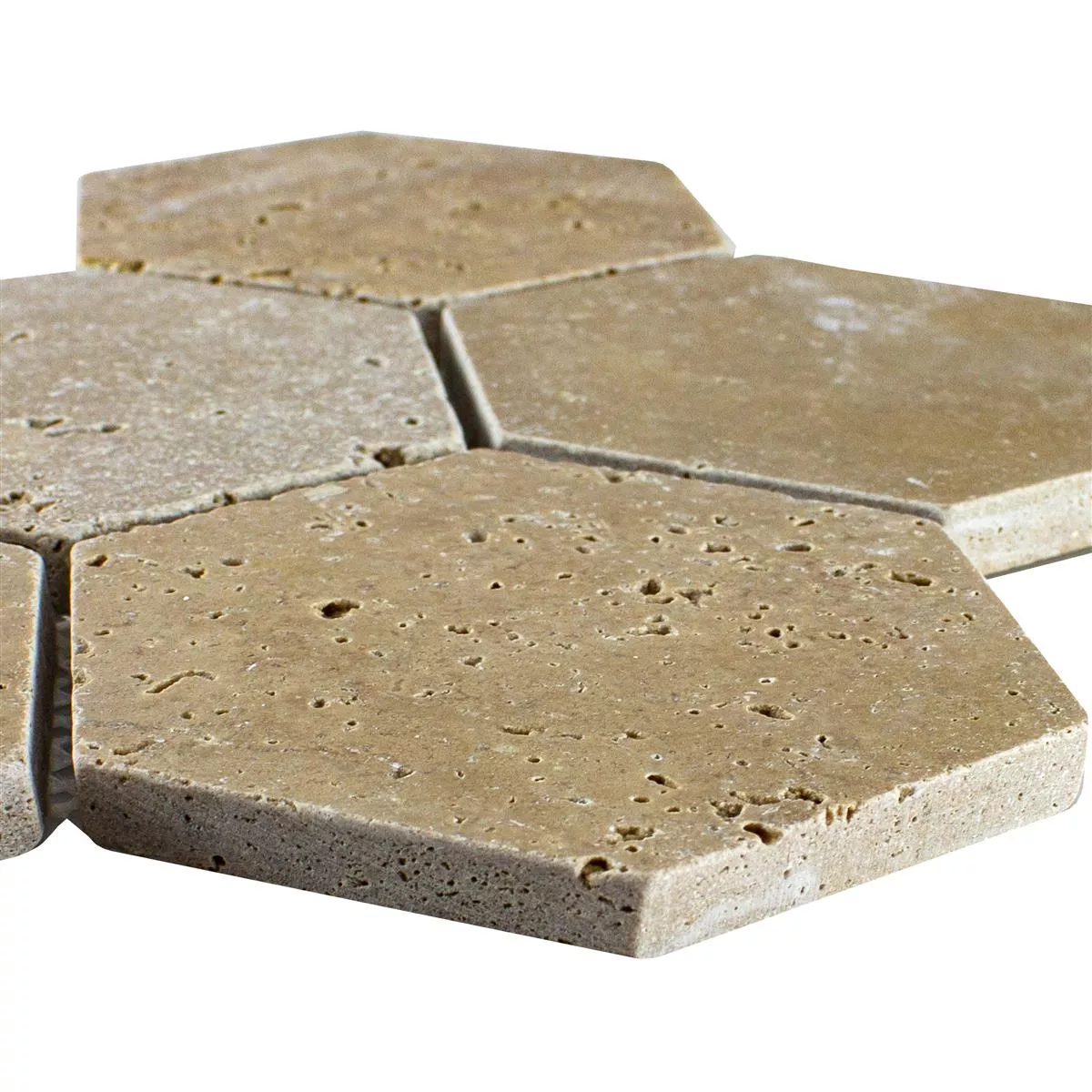 Travertino Piedra Natural Azulejos De Mosaico Mercado Hexagonales Marrón Travertino Piedra Natural Azulejos De Mosaico Mercado Hexagonales Marrón