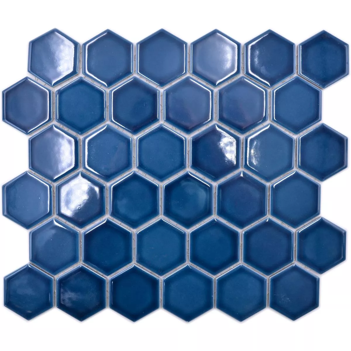 Muestra de Mosaico Cerámico Salomon Hexagonales Azul Verde H51