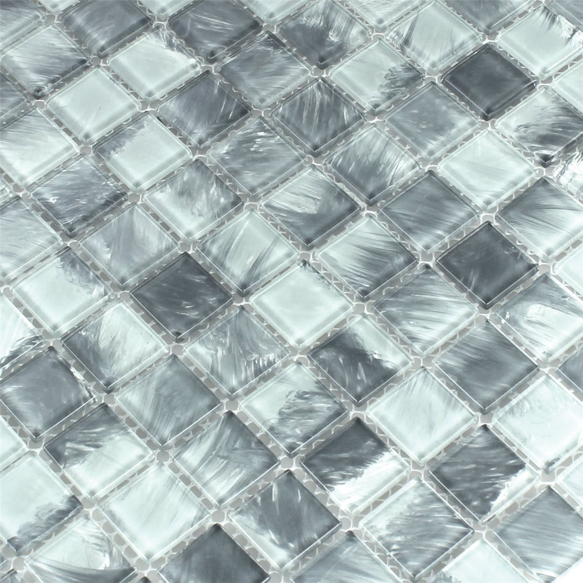 Mosaico De Cristal Azulejos Gris Jaspeado 25x25x4mm