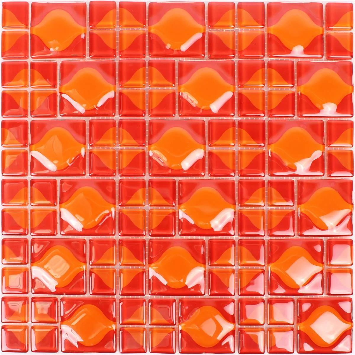Mosaico De Cristal Azulejos Nokta Rojo Naranja 3D