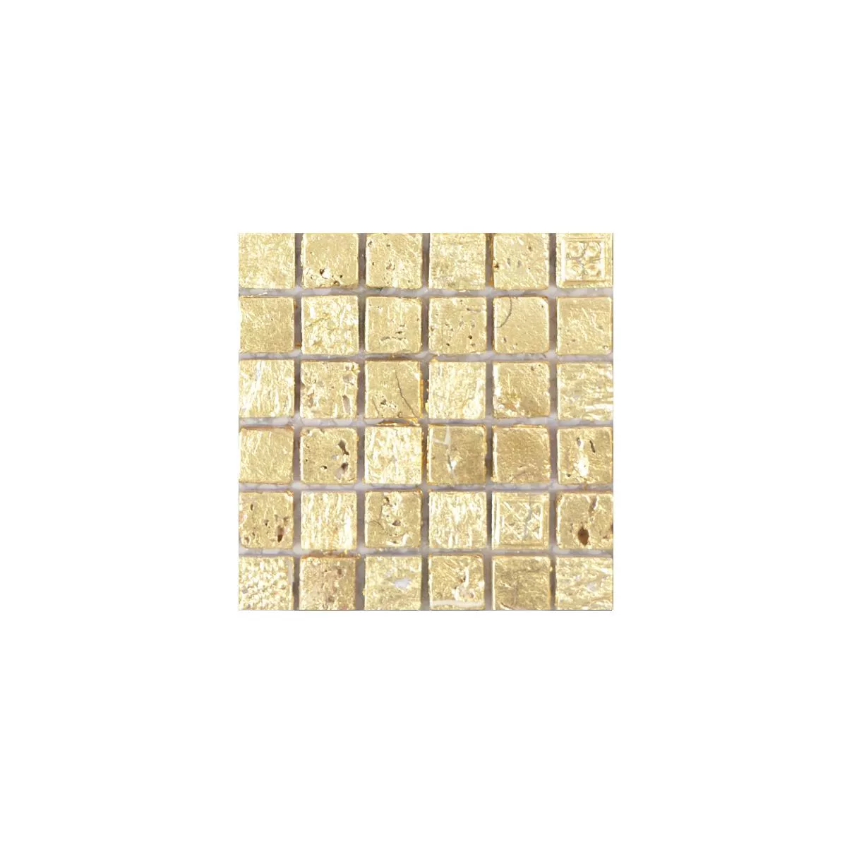 Piedra Natural Resina Azulejos De Mosaico Lucky Oro