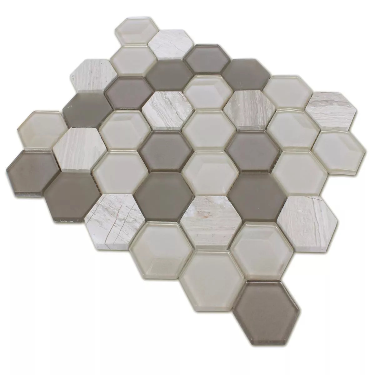 Azulejos De Mosaico Cristal Piedra Natural Hexagonales Gris Claro 3D