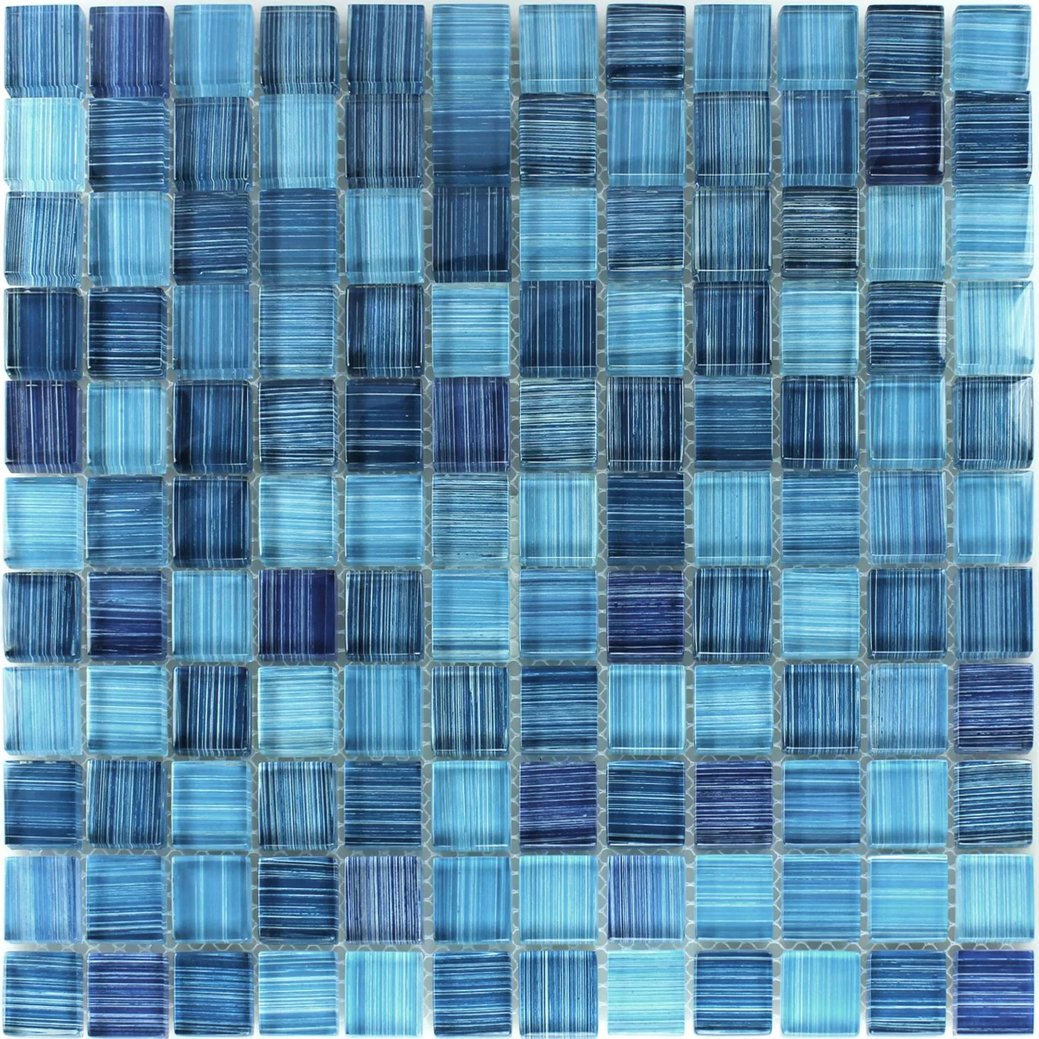 Mosaico De Cristal Azulejos Rayado Azul Mezcla