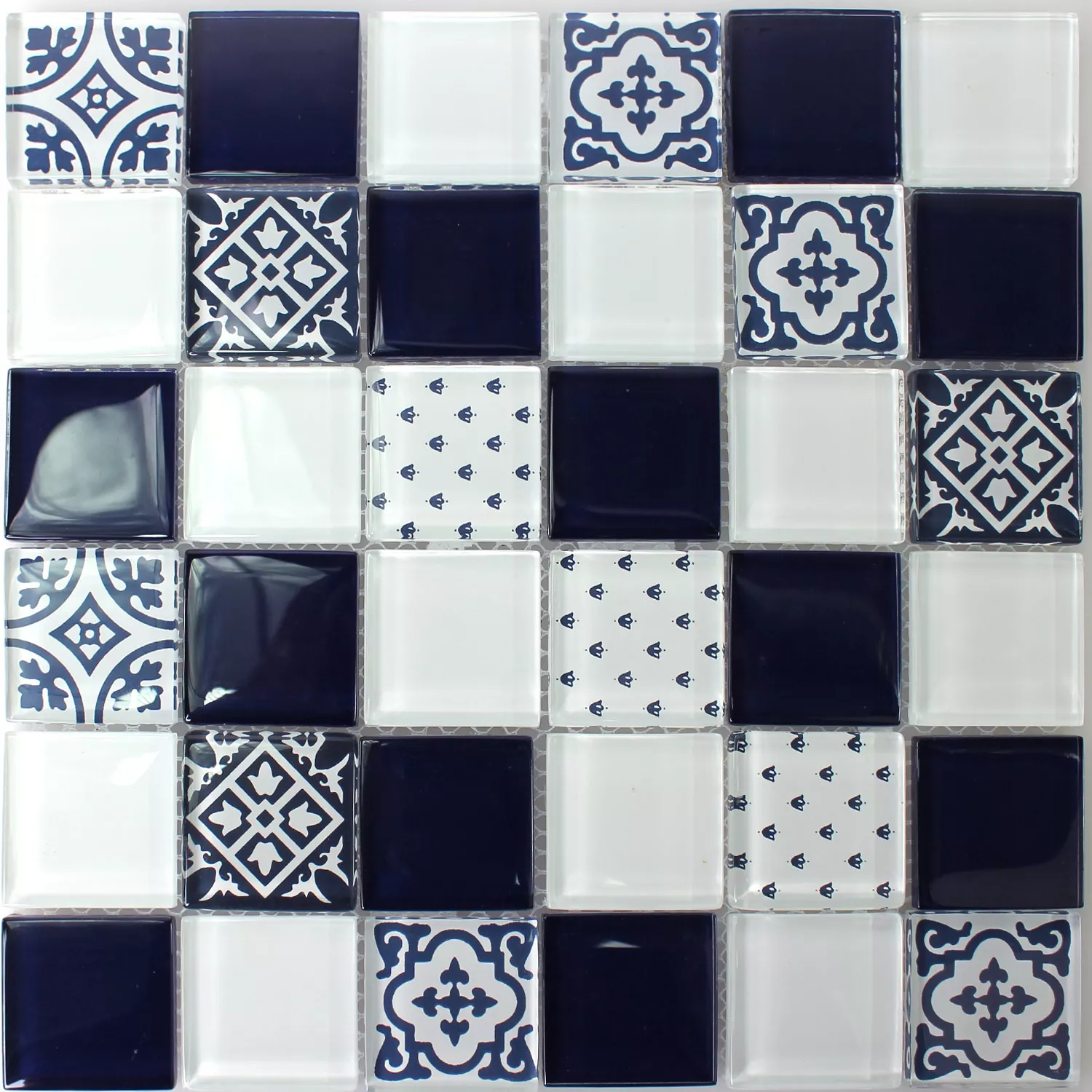 Mosaico De Cristal Azulejos Blanco Azul 48x48x8mm