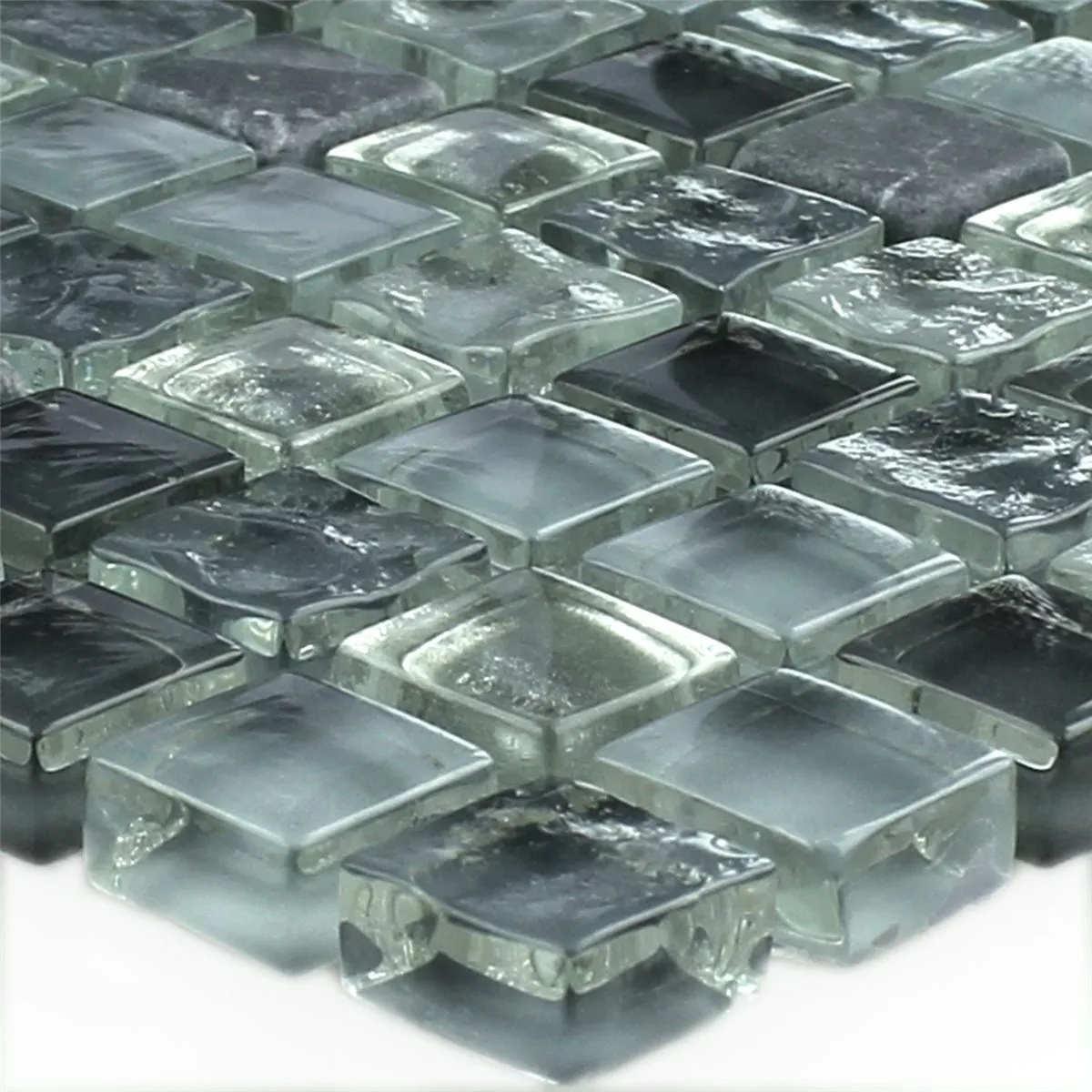Azulejos De Mosaico Mármol Cristal Gris Mezcla 15x15x8mm