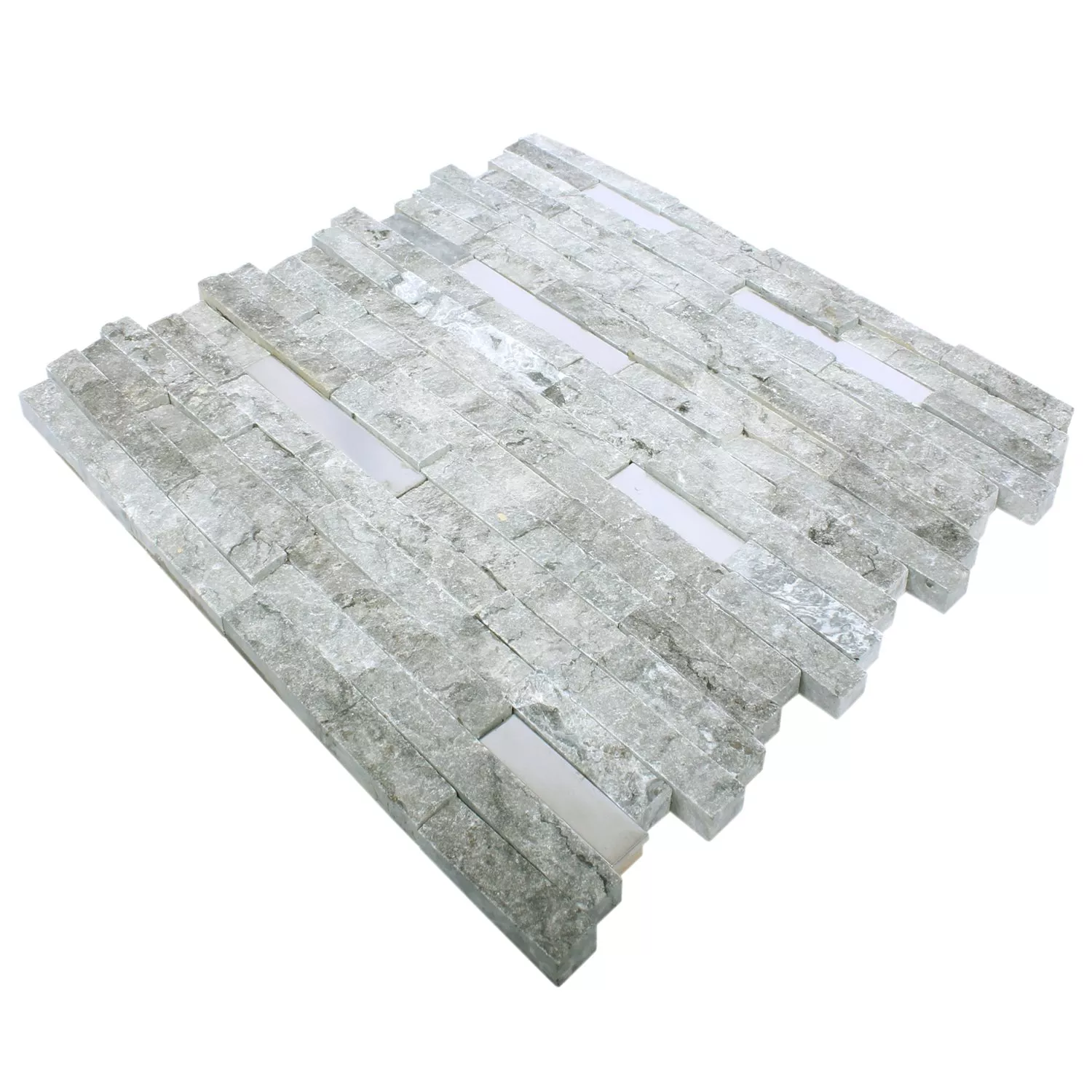 Azulejos De Mosaico Deepstone Piedra Natural Acero Inoxidable Gris 3D