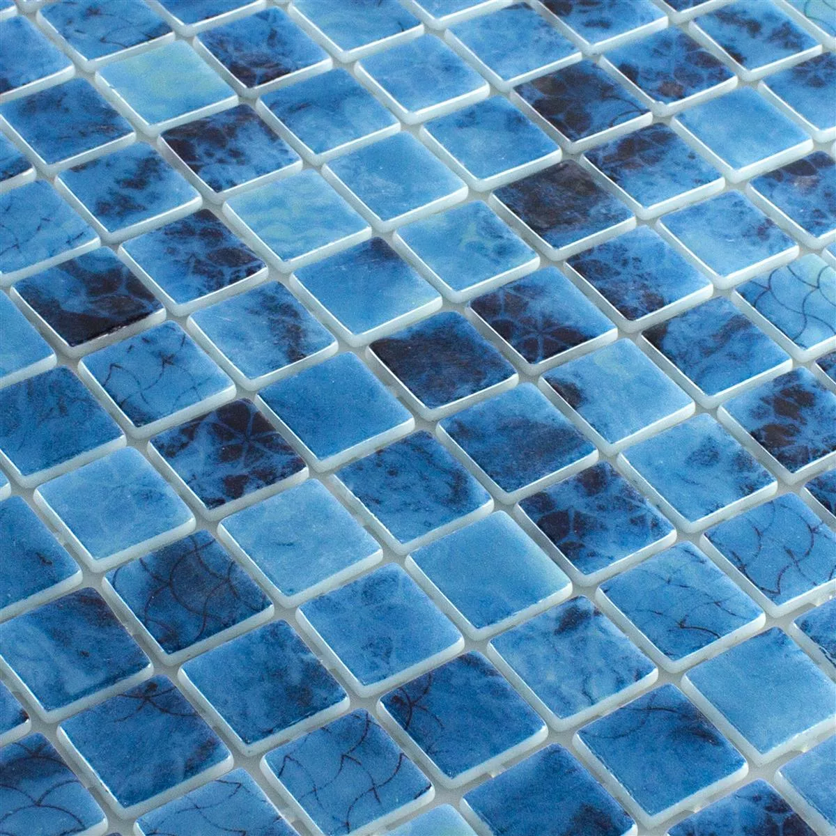 Vidrio Piscina Mosaico Baltic Azul 25x25mm
