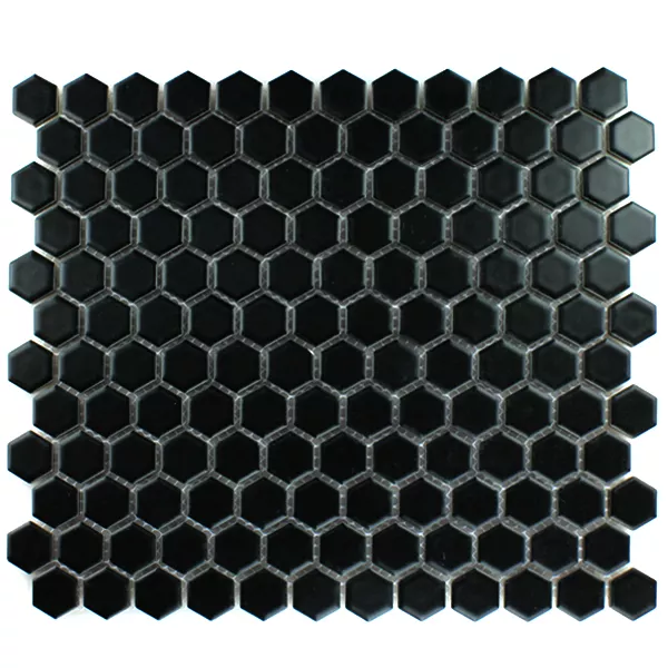 Azulejos De Mosaico Cerámica Hexagonales Negro Mate H23