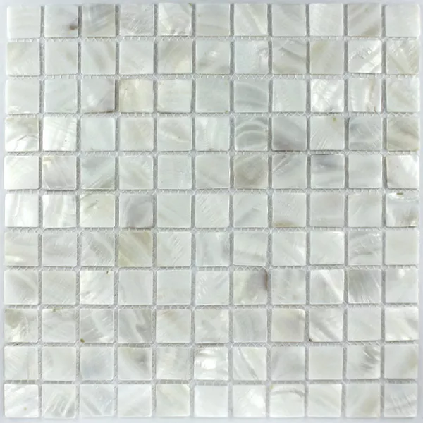 Azulejos De Mosaico Cristal Efecto Nacarado 25x25x2mm Blanco