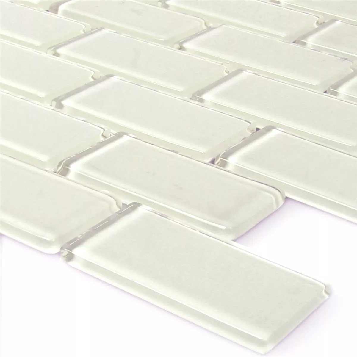 Muestra Azulejos De Mosaico Cristal Brick Blanco Brillante