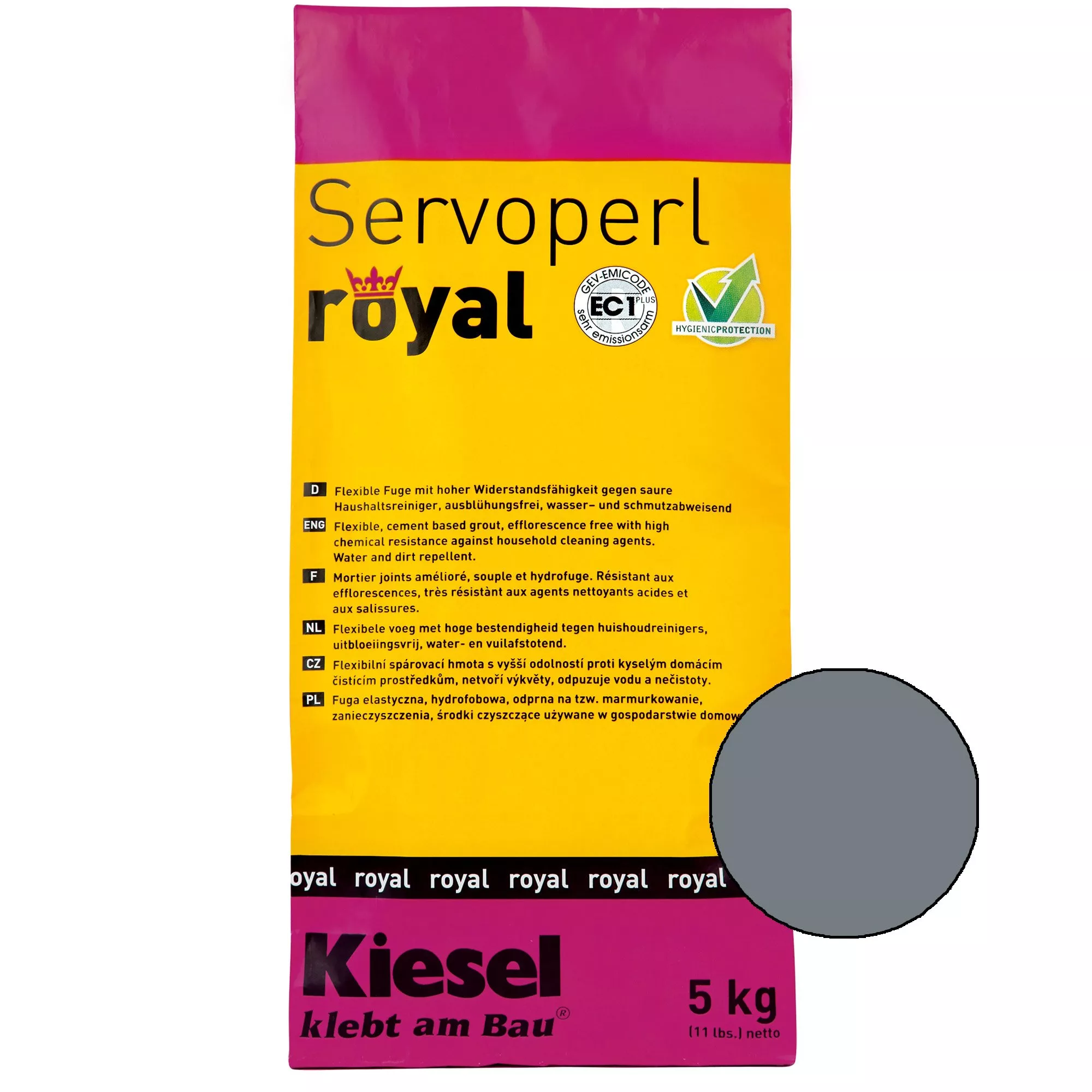 Kiesel Servoperl Royal - Junta Flexible Que Repele El Agua Y La Suciedad (basalto 5KG)