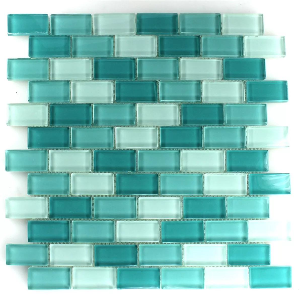 Muestra Azulejos De Mosaico Cristal Brick Verde Mezcla