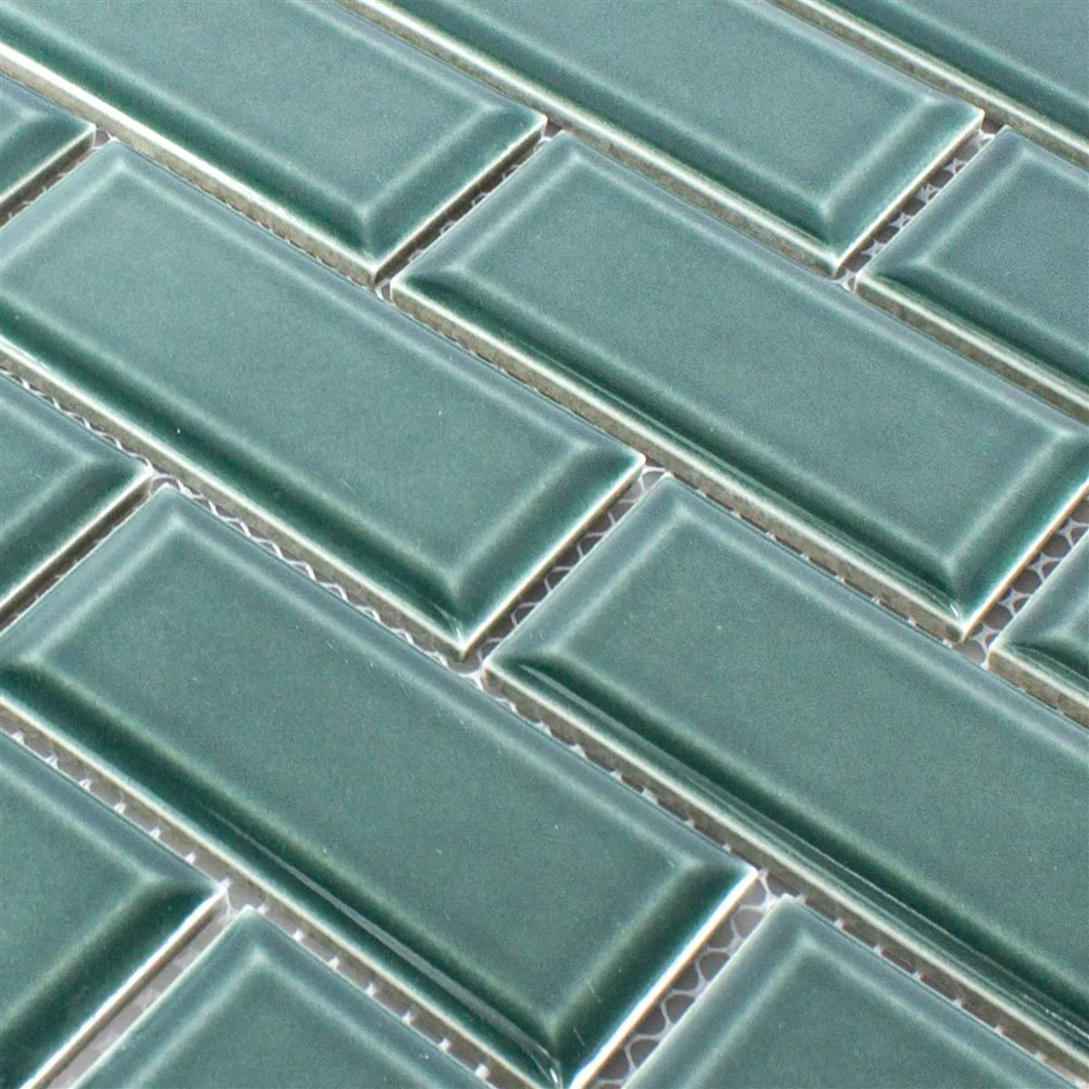 Muestra Cerámica Azulejos De Mosaico StPauls Metro Faceta Verde