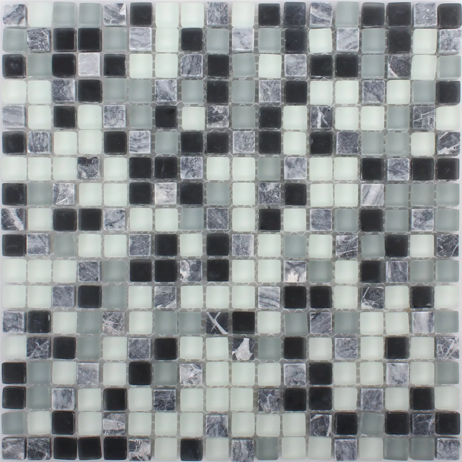 Muestra Azulejos De Mosaico Marilia Negro Gris Blanco