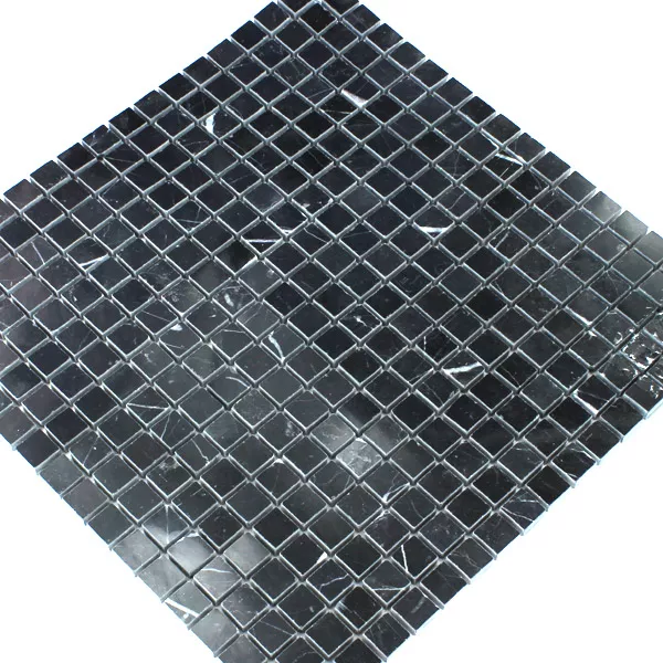 Azulejos De Mosaico Mármol 15x15x8mm Negro Pulido