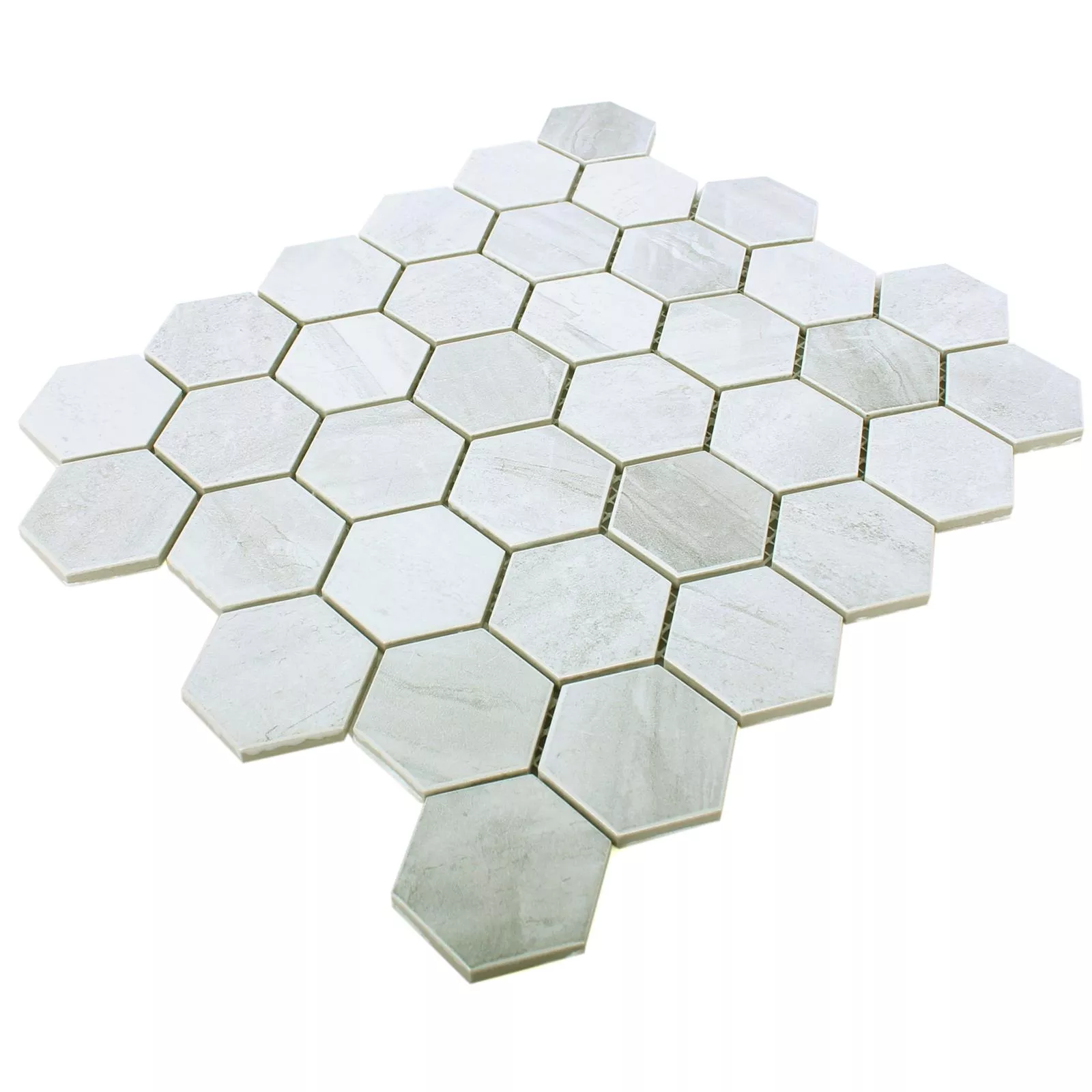 Muestra Cerámica Aspecto De Concreto Azulejos De Mosaico Shepherd Hexagonales Gris