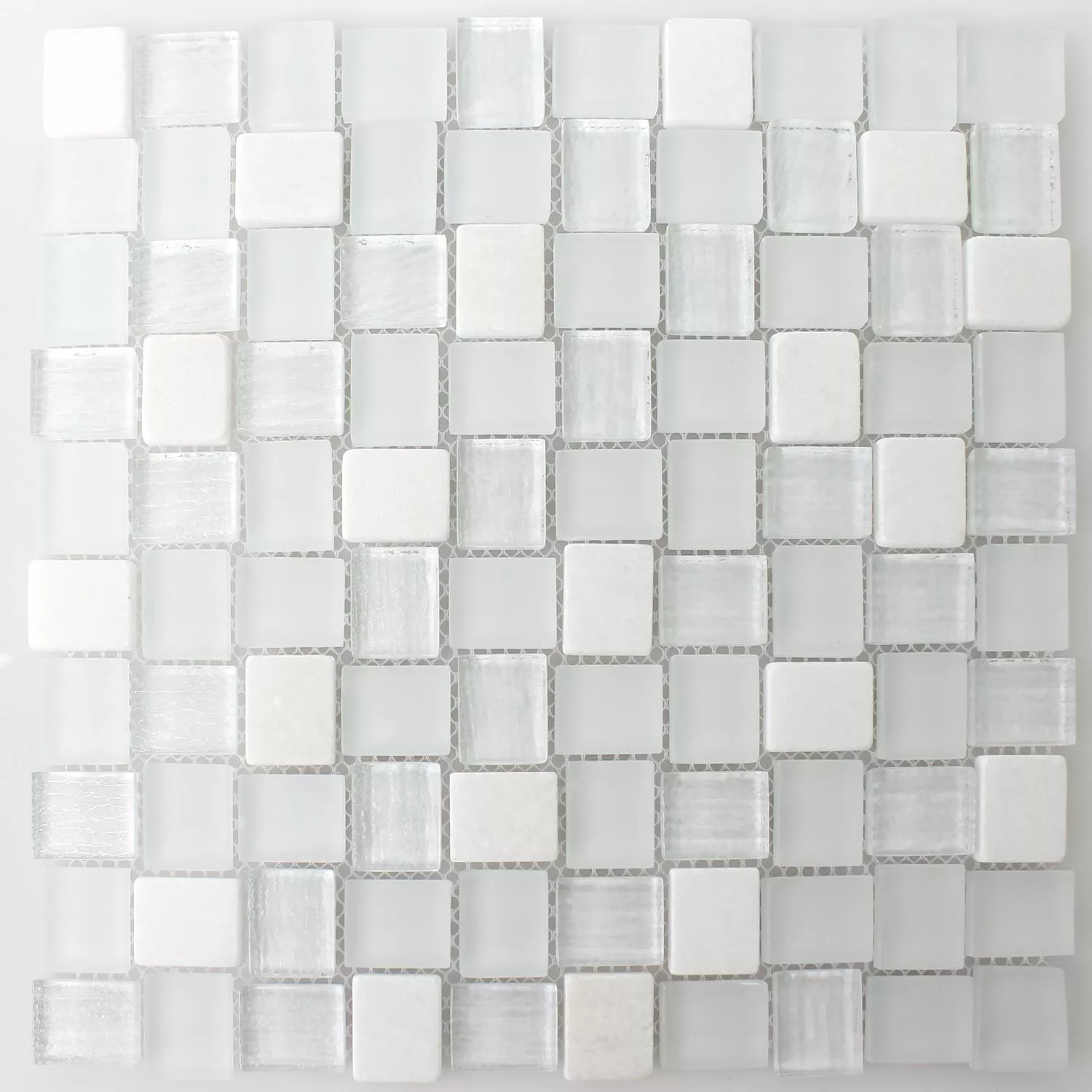 Muestra Azulejos De Mosaico Cristal Piedra Natural Blanco