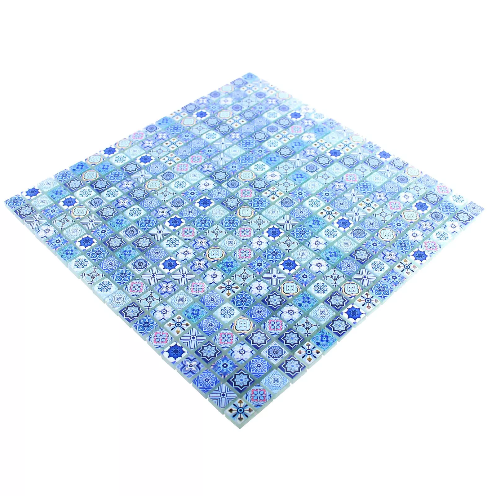 Muestra Mosaico De Cristal Azulejos Marrakech Azul