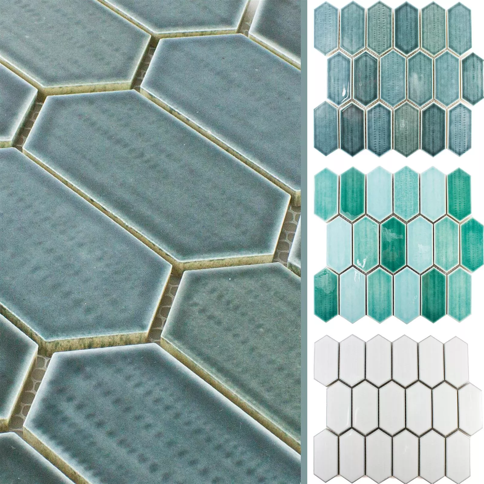 Muestra Cerámica Azulejos De Mosaico McCook Hexagonales Larga