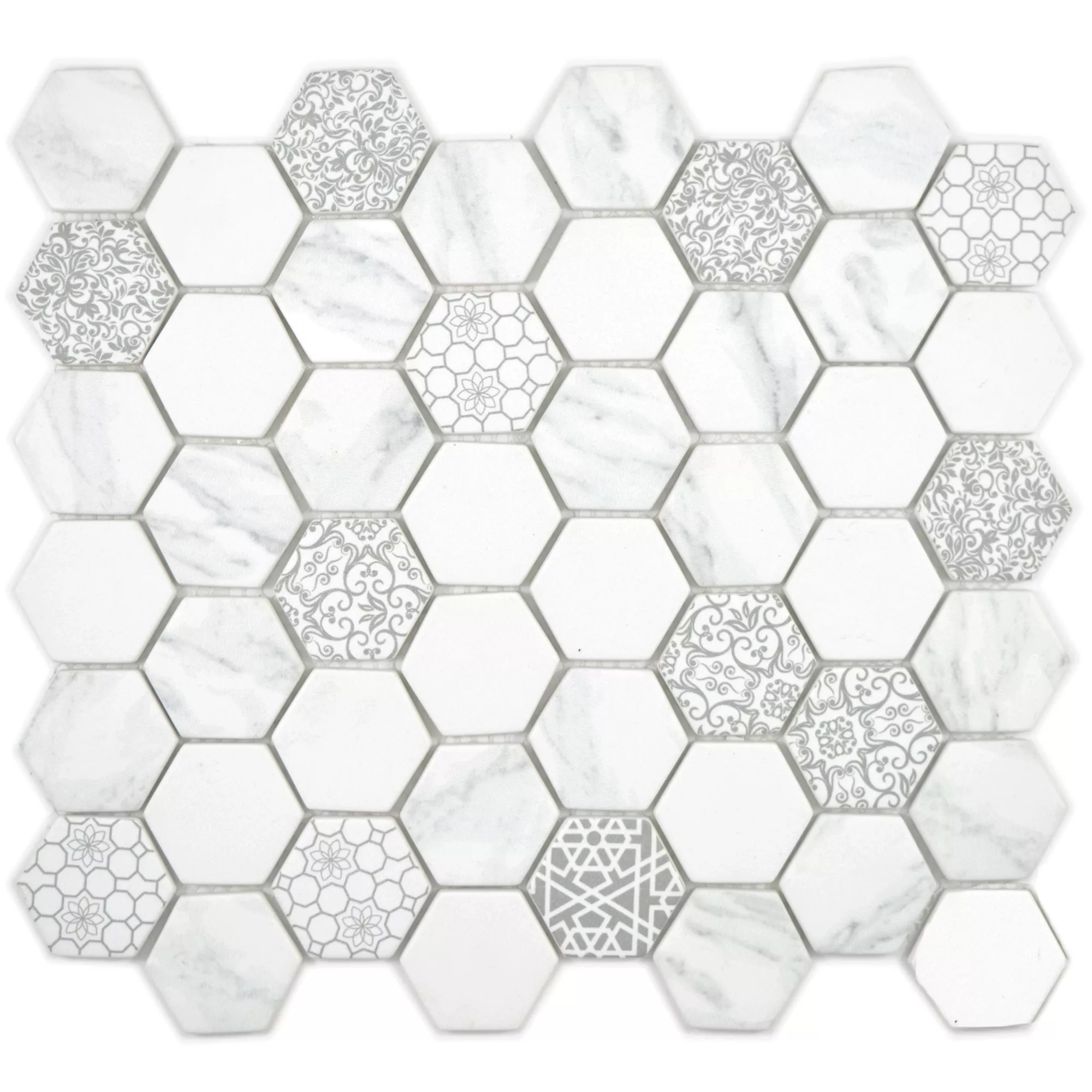 Mosaico De Cristal Azulejos Acapella Carrara Hexagonales