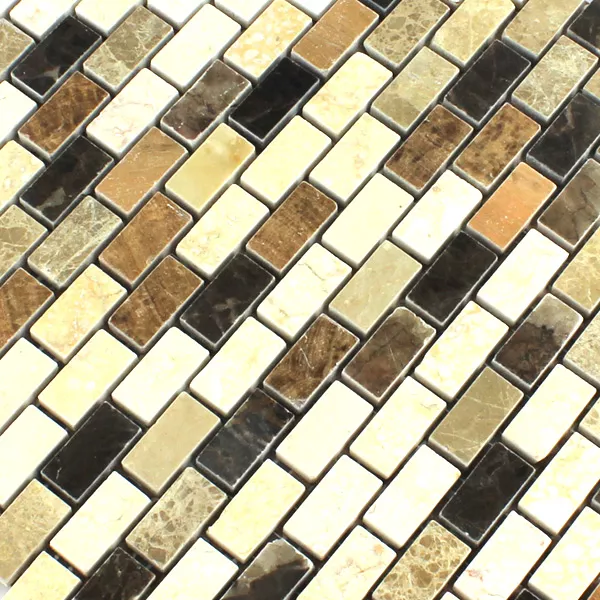 Muestra Azulejos De Mosaico Mármol Marrón Beige Pulido 