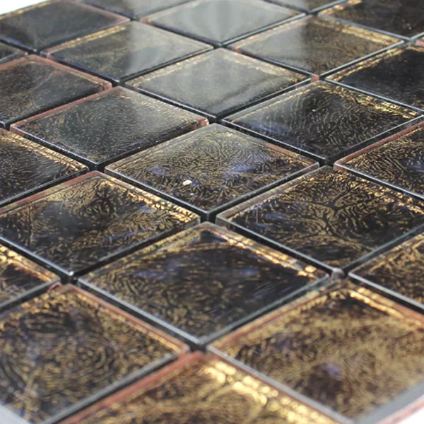 Mosaico De Cristal 48x48x8mm Marrón Oro Metal