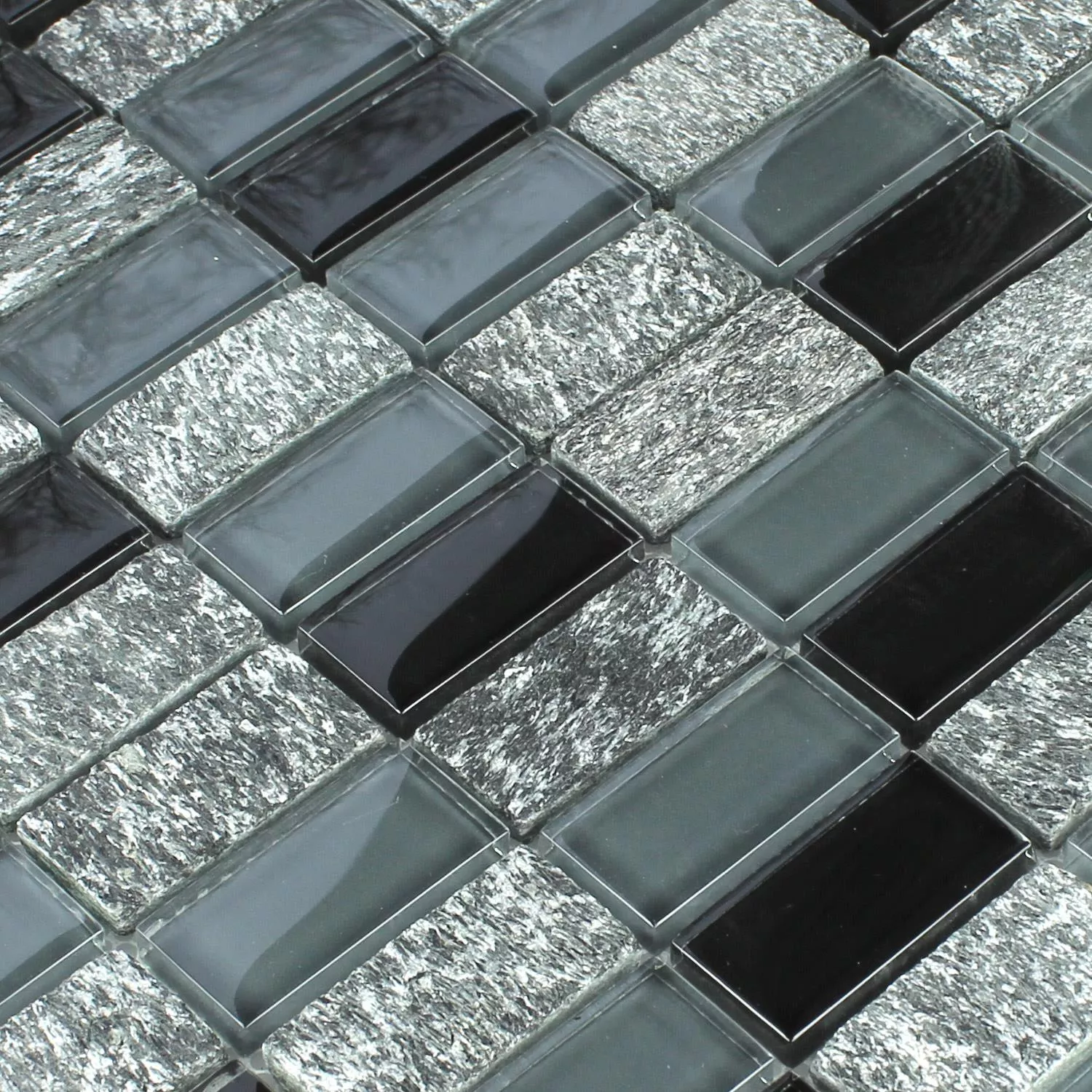 Azulejos De Mosaico Cristal Mármol Gris Negro Mezcla 25x50x8mm