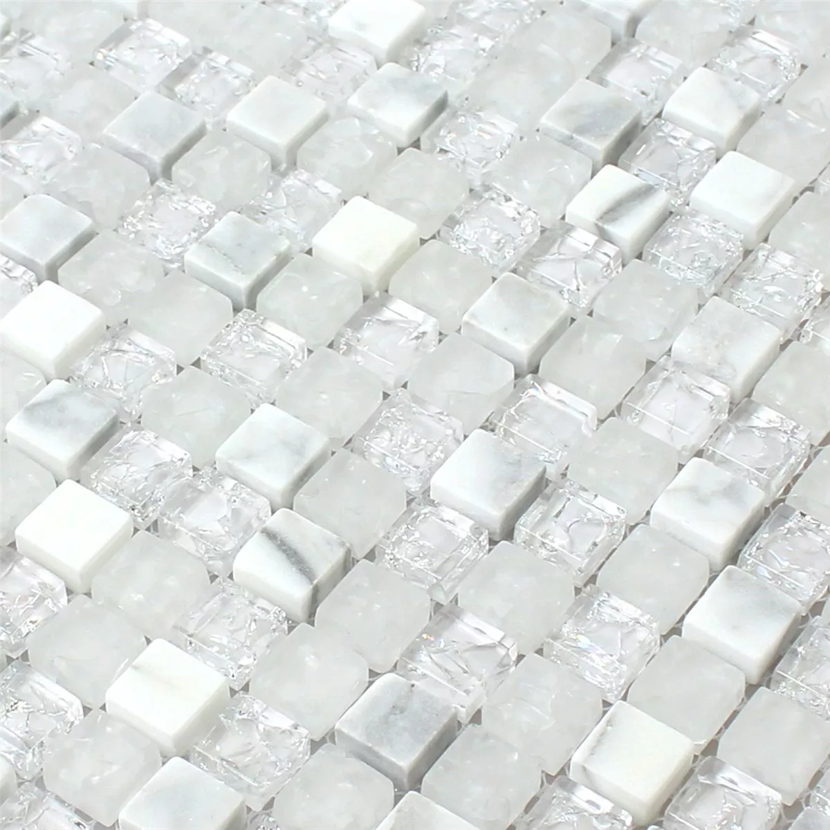 Muestra Azulejos De Mosaico Cristal Piedra Natural Roto Blanco Efecto