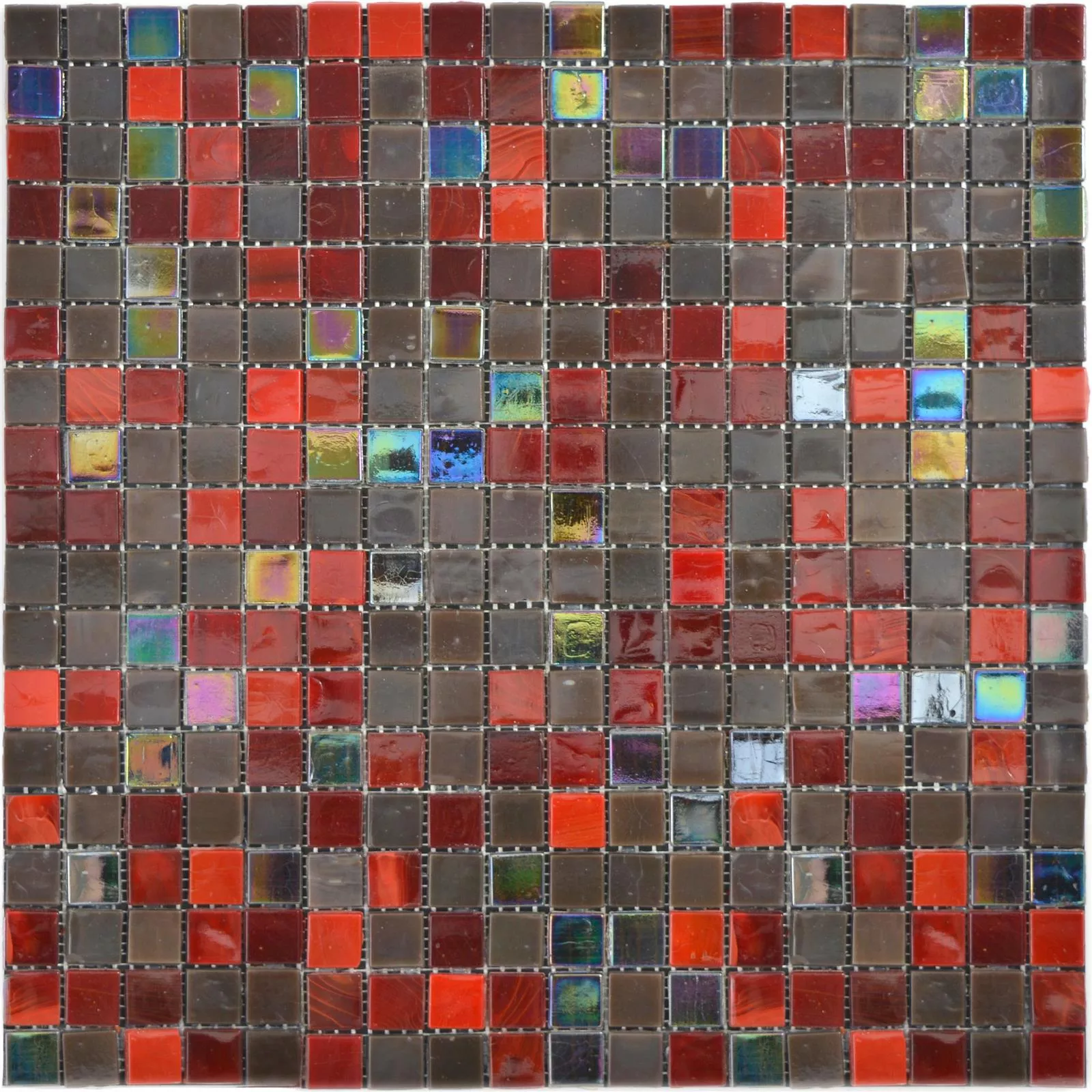 Cristal Azulejos De Mosaico Rexford Efecto Nacarado Marrón Rojo