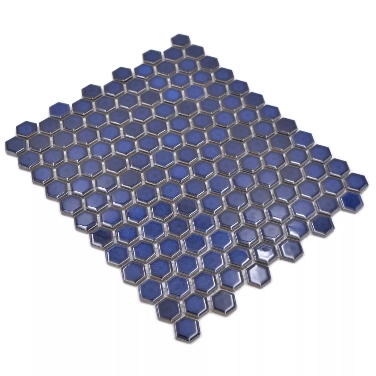 Muestra de Mosaico Cerámico Salomon Hexagonales Cobalto Azul H23